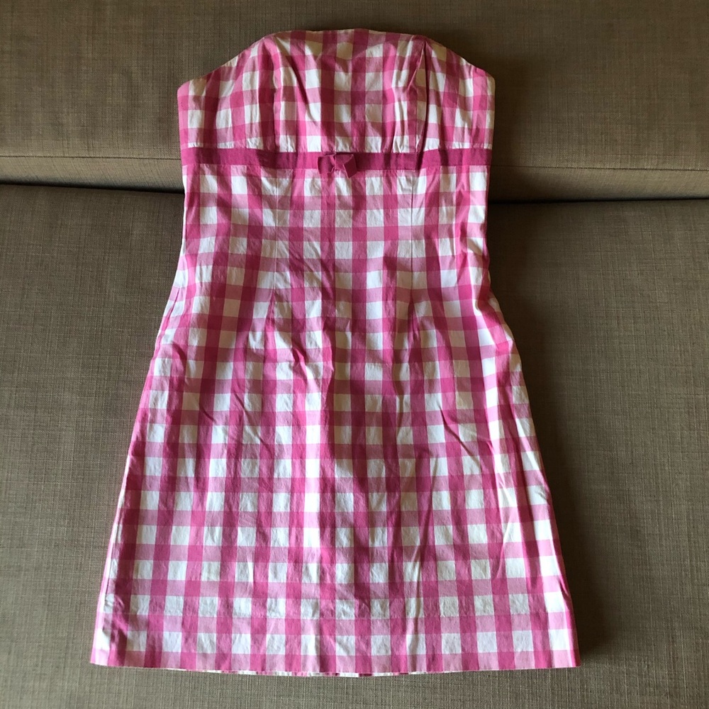 Lilly Pulitzer plaid pink strapless dress
